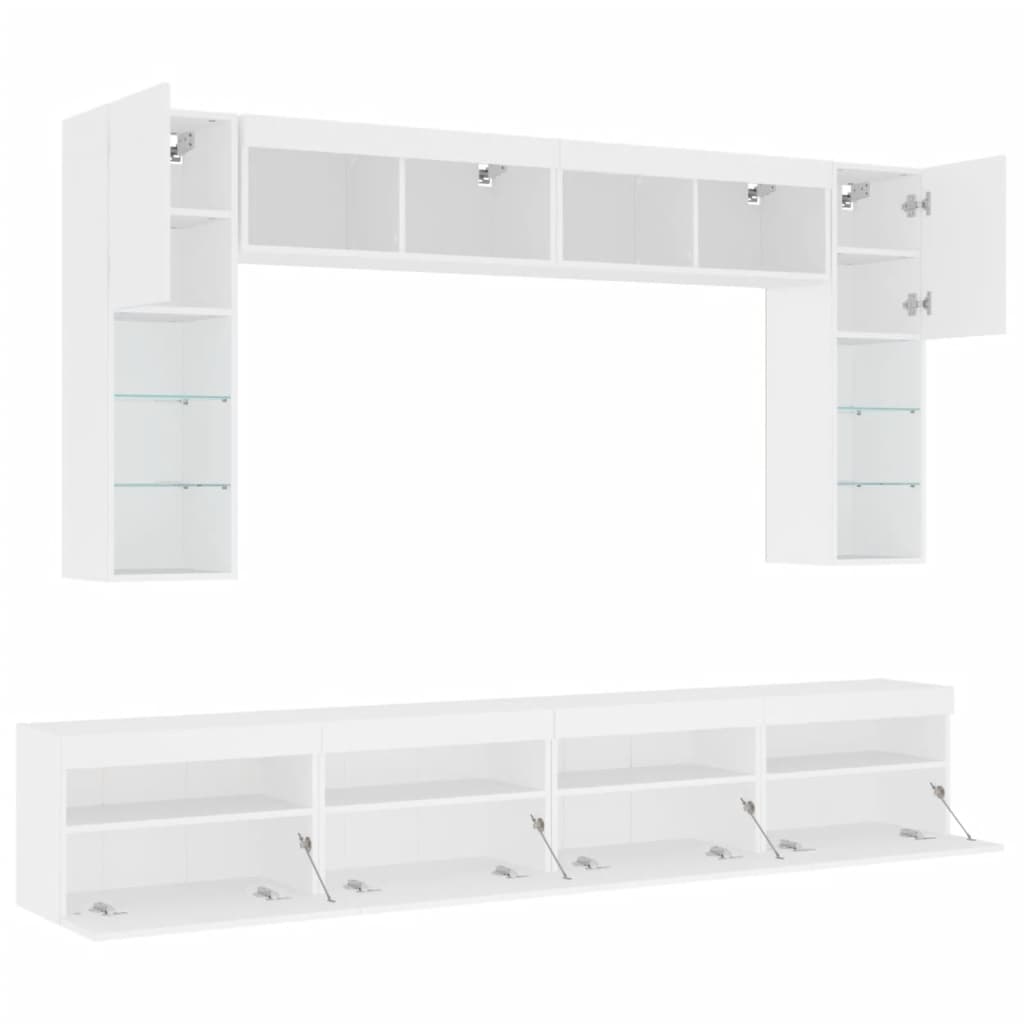 Ensemble de meubles TV muraux 8 pcs avec lumières LED blanc - XIOS