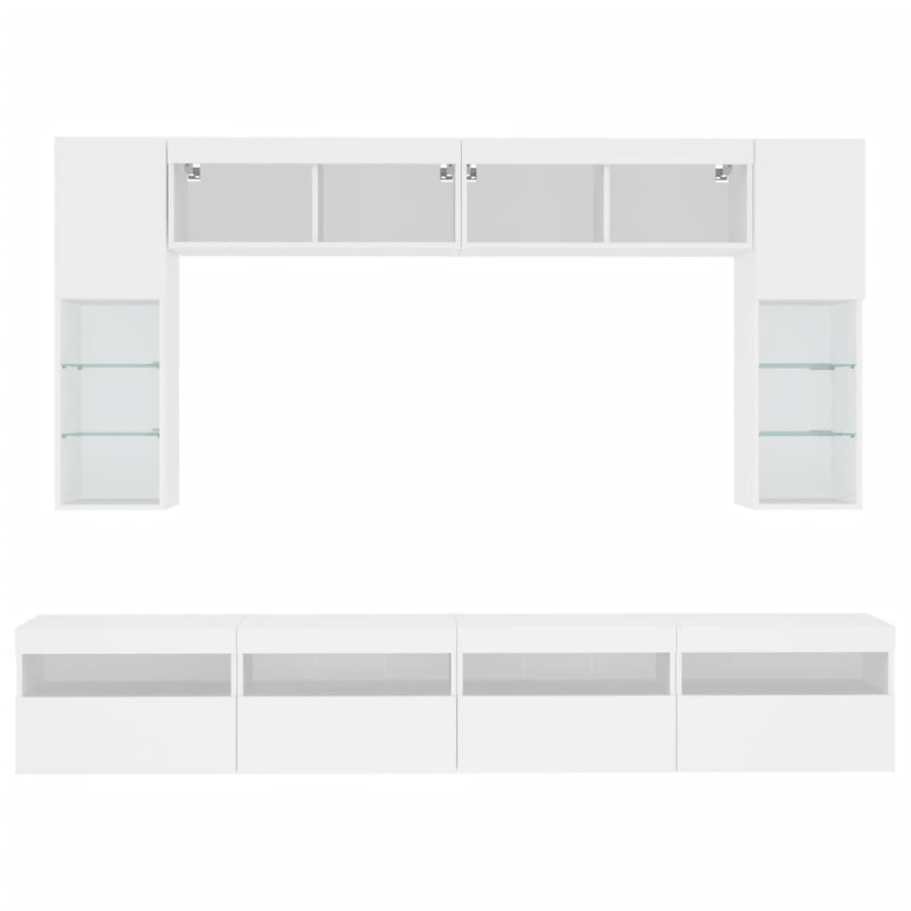Ensemble de meubles TV muraux 8 pcs avec lumières LED blanc - XIOS
