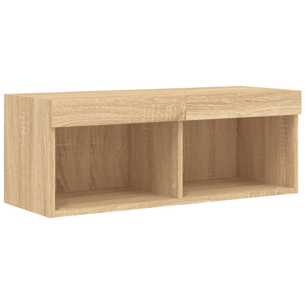 Ensemble de meubles TV muraux 8pcs et lumières LED chêne sonoma - XIOS