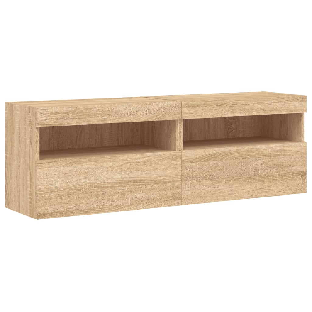 Ensemble de meubles TV muraux 8pcs et lumières LED chêne sonoma - XIOS