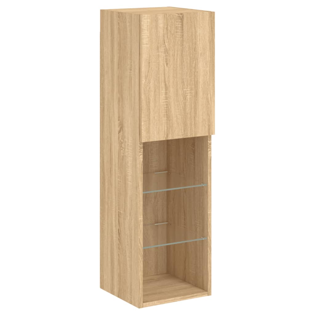 Ensemble de meubles TV muraux 8pcs et lumières LED chêne sonoma - XIOS