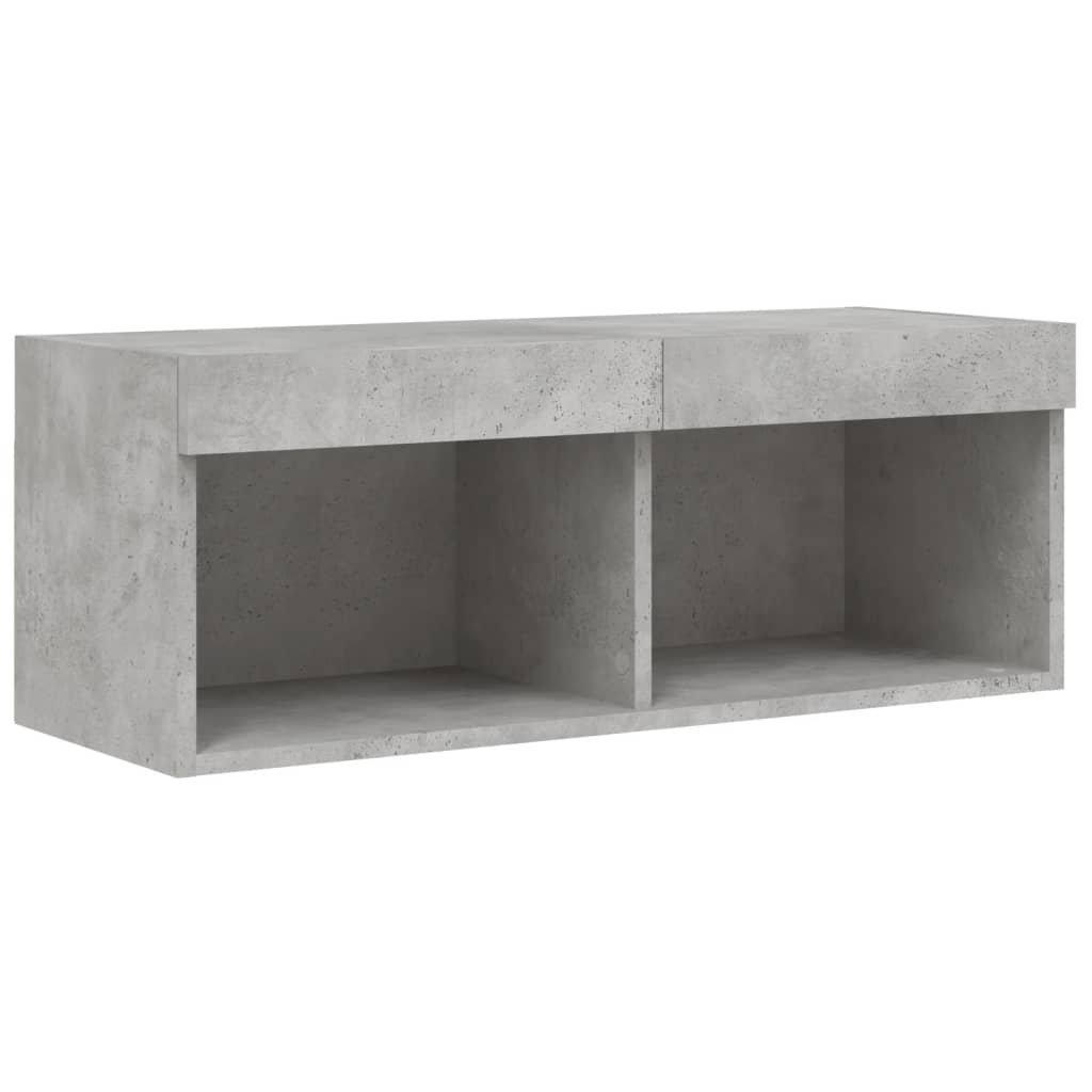 Ensemble de meubles TV muraux 8 pcs et lumières LED gris béton