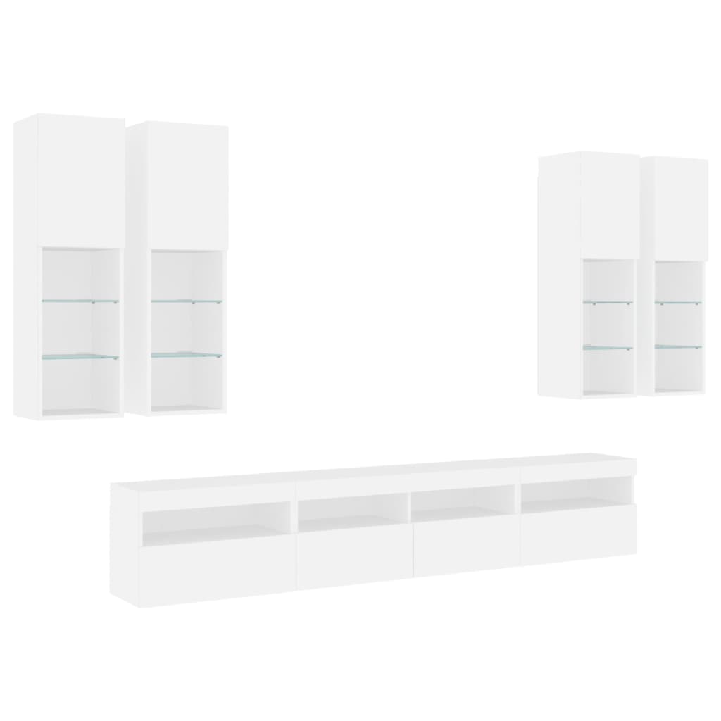 Ensemble de meubles TV muraux 7 pcs avec lumières LED blanc - XIOS