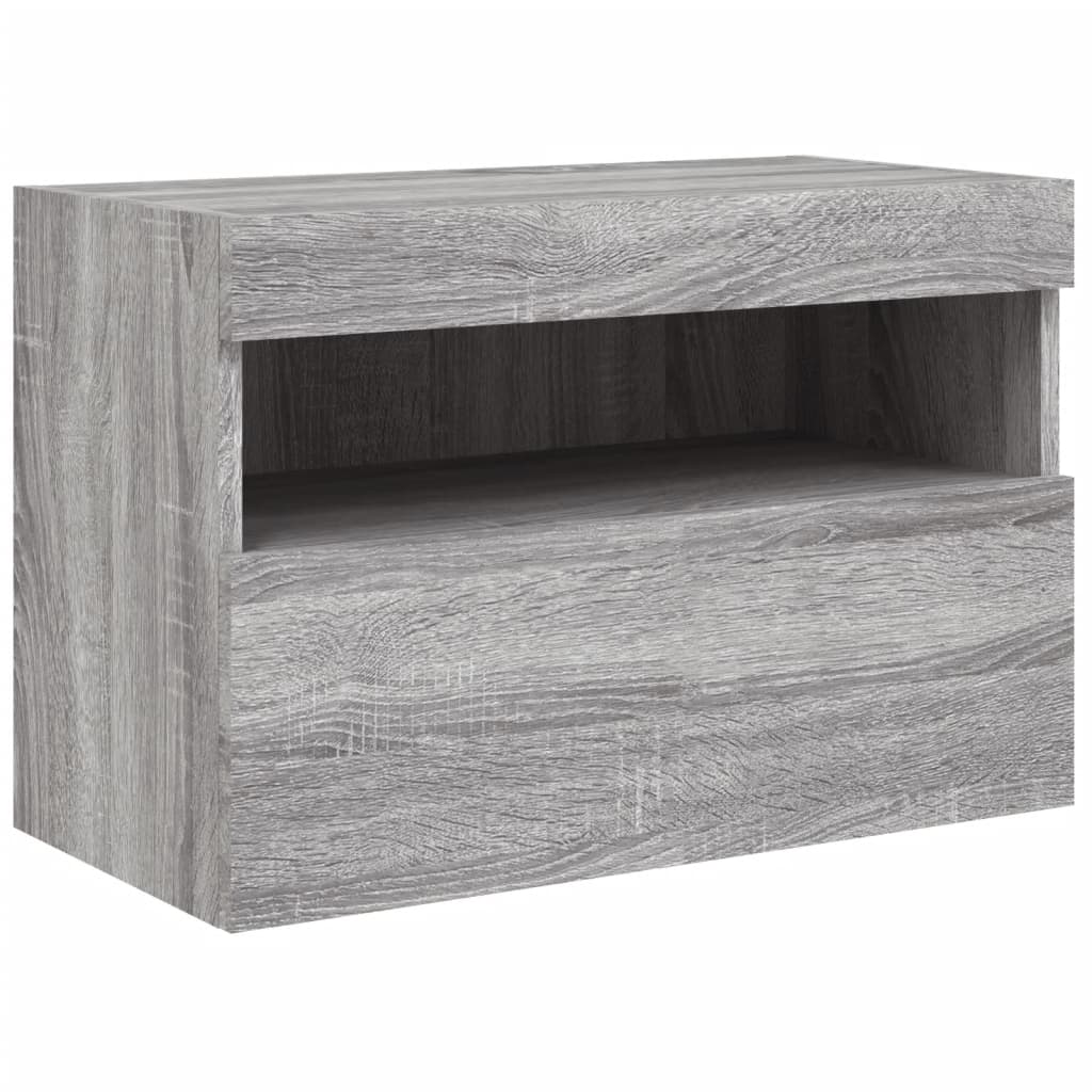 Ensemble de meubles TV muraux 7 pcs et lumières LED sonoma gris
