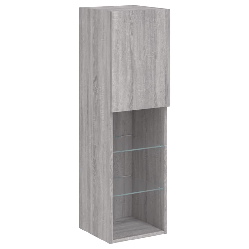Ensemble de meubles TV muraux 7 pcs et lumières LED sonoma gris