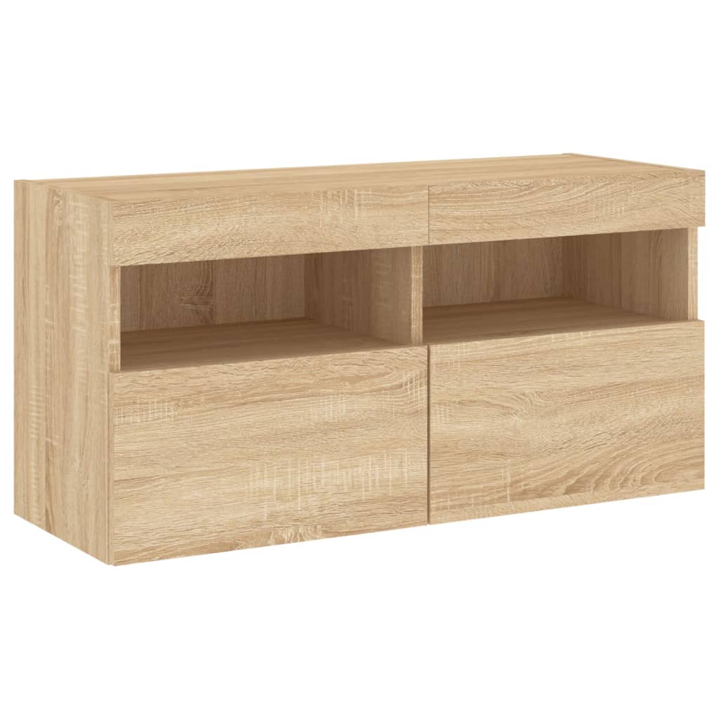 Ensemble de meubles TV muraux 7pcs et lumières LED chêne sonoma
