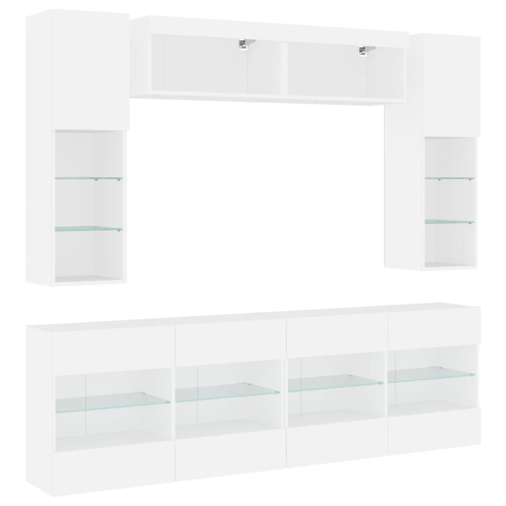 Ensemble de meubles TV muraux 6 pcs avec lumières LED blanc - XIOS
