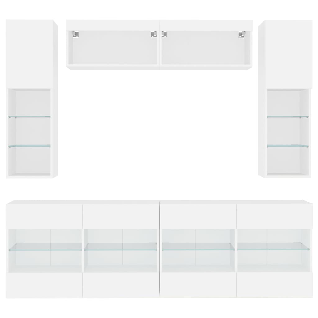 Ensemble de meubles TV muraux 6 pcs avec lumières LED blanc - XIOS