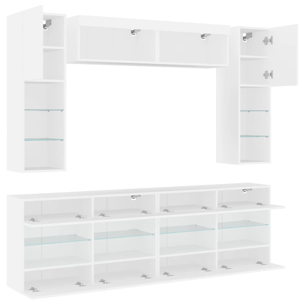 Ensemble de meubles TV muraux 6 pcs avec lumières LED blanc - XIOS