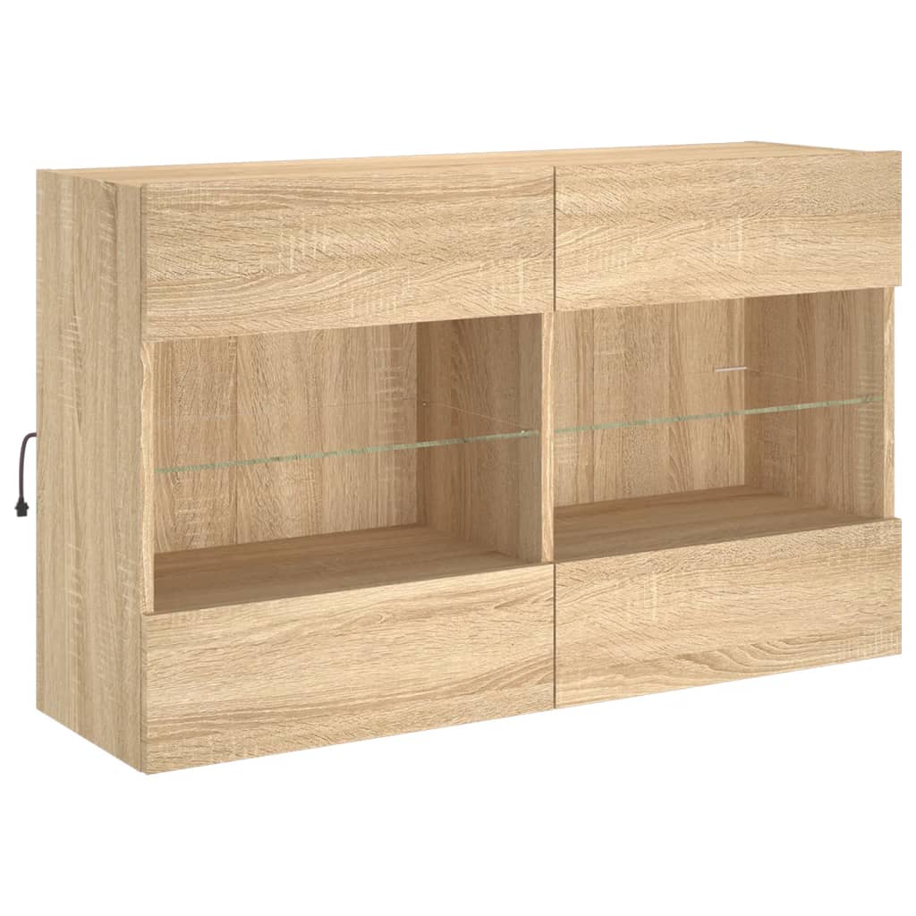 Ensemble de meubles TV muraux 6pcs et lumières LED chêne sonoma