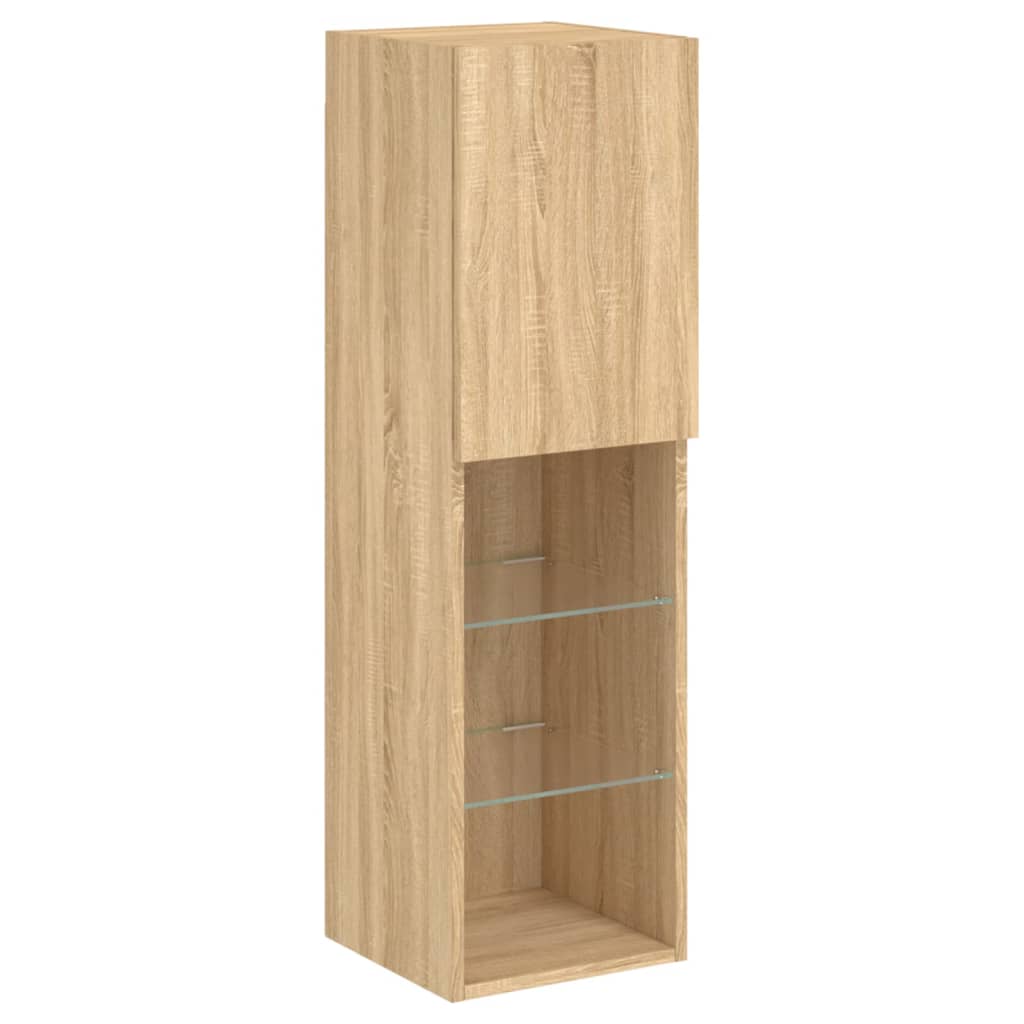 Ensemble de meubles TV muraux 6pcs et lumières LED chêne sonoma