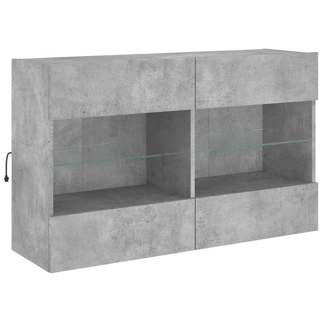 Ensemble de meubles TV muraux 6pcs et lumières LED gris béton