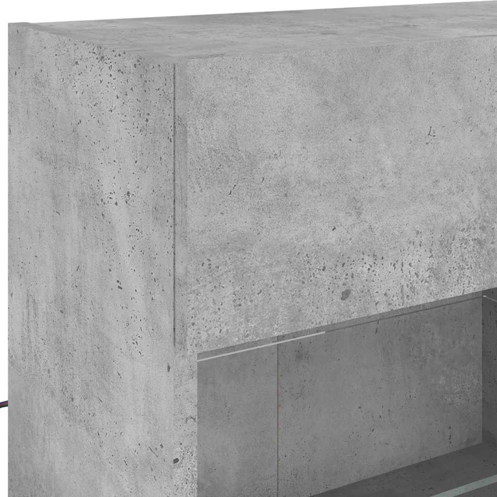 Ensemble de meubles TV muraux 6pcs et lumières LED gris béton