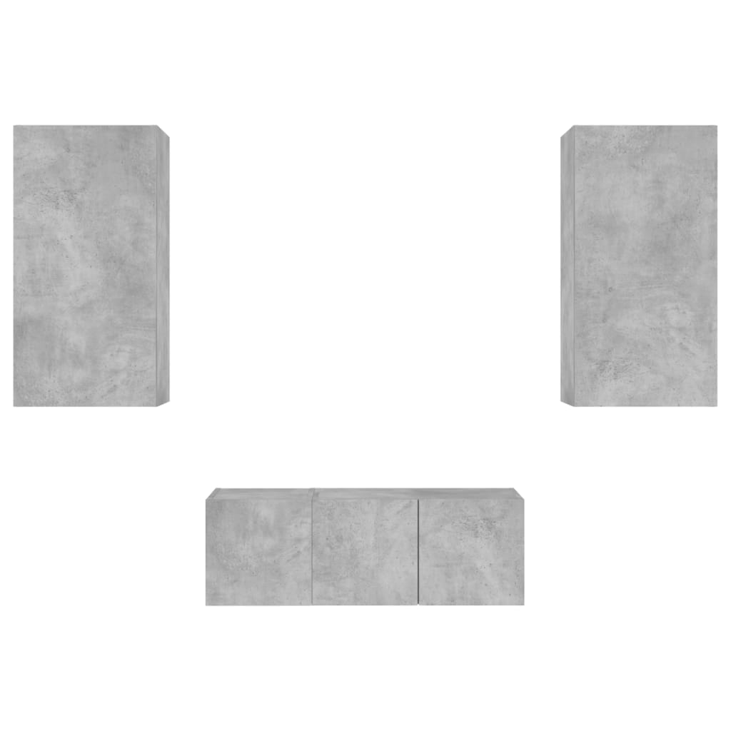 Unités murales TV avec LED 4 pcs gris béton bois d'ingénierie - XIOS