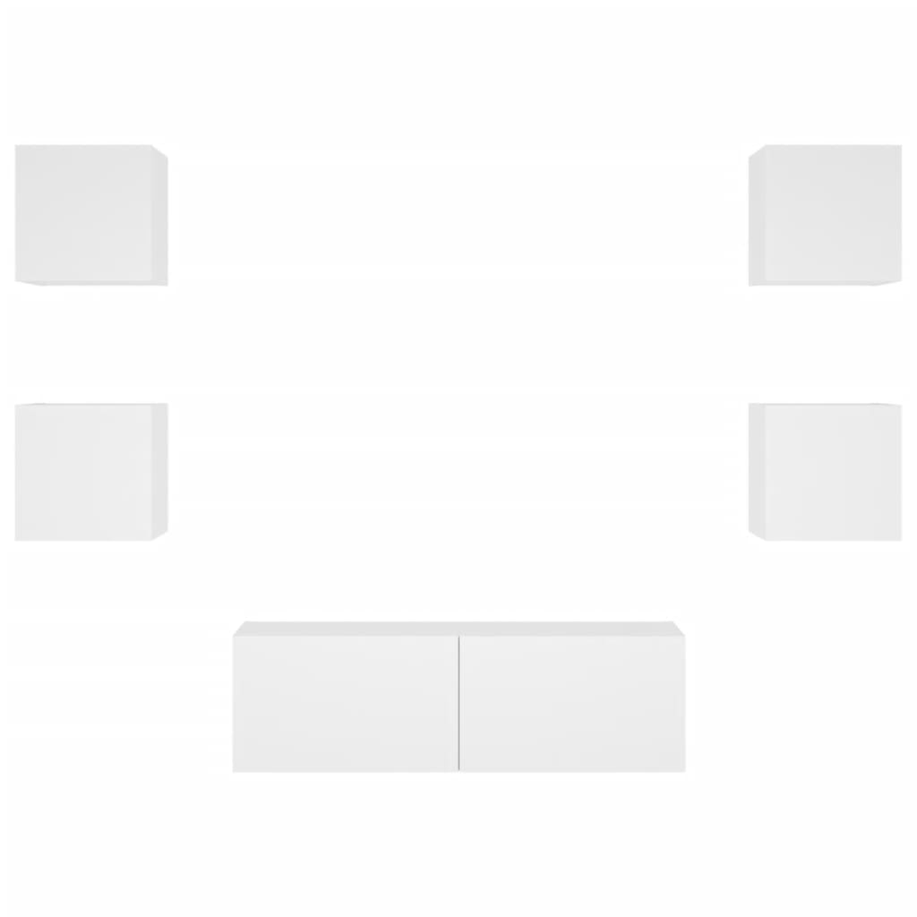 Meuble TV muraux 5 pcs avec lumières LED blanc - XIOS