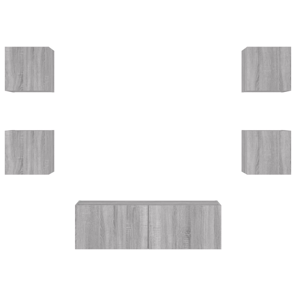 Meuble TV muraux 5 pcs avec lumières LED sonoma gris - XIOS