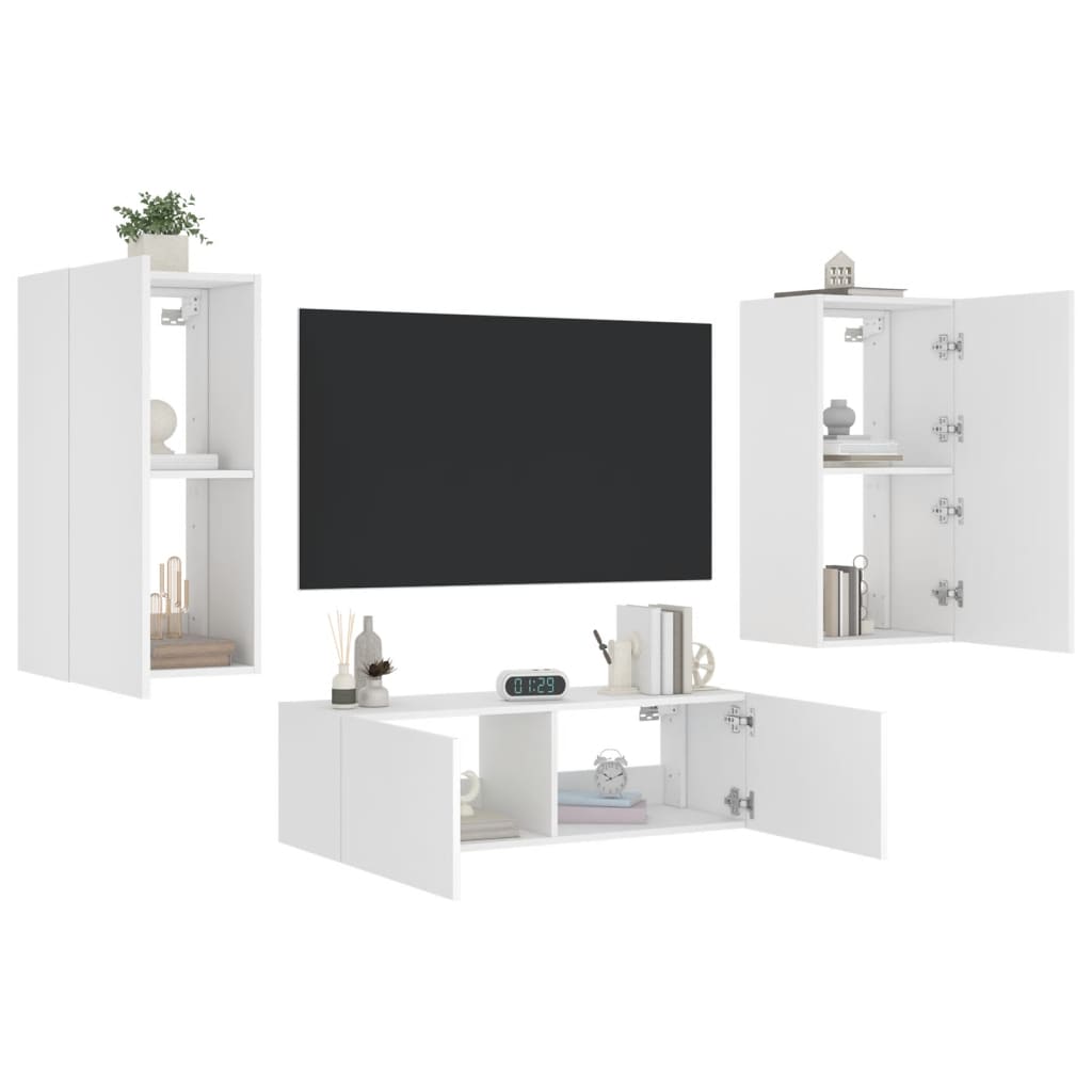 Meuble TV muraux 3 pcs avec lumières LED blanc - XIOS