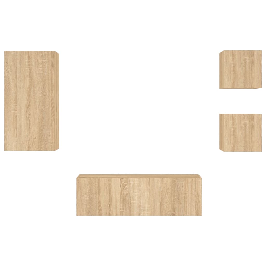Meuble TV muraux 4 pcs avec lumières LED chêne sonoma - XIOS