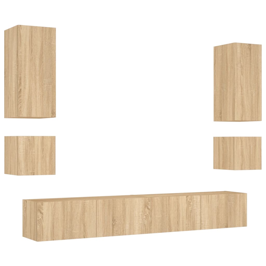 Meuble TV muraux 6 pcs avec lumières LED chêne sonoma - XIOS