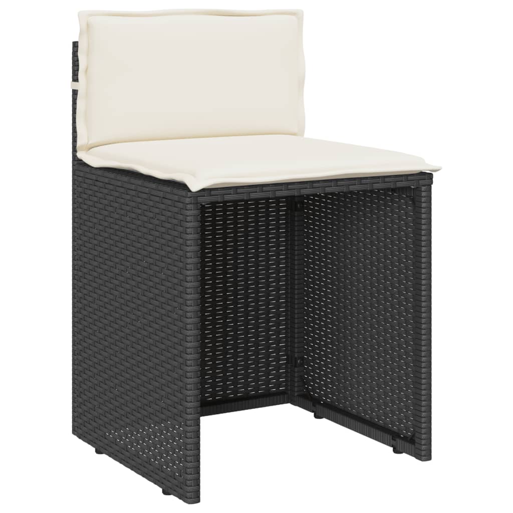 Ensemble de bistro 3 pcs avec coussins noir résine tressée - XIOS