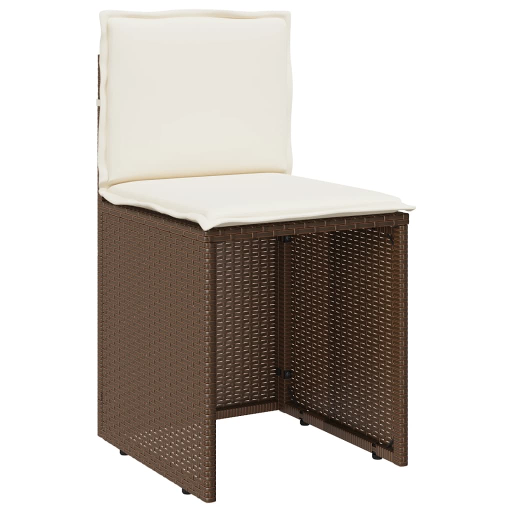 Ensemble de bistro 3 pcs avec coussins marron résine tressée - XIOS