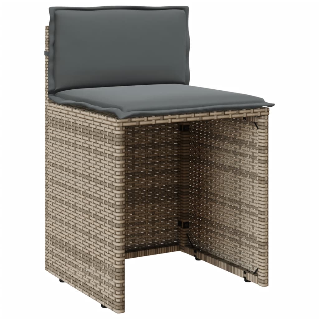 Ensemble de bistro 3 pcs avec coussins gris résine tressée - XIOS