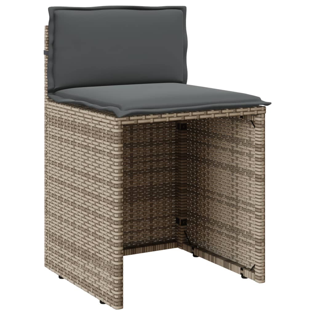 Ensemble de bistro 3 pcs avec coussins gris résine tressée - XIOS