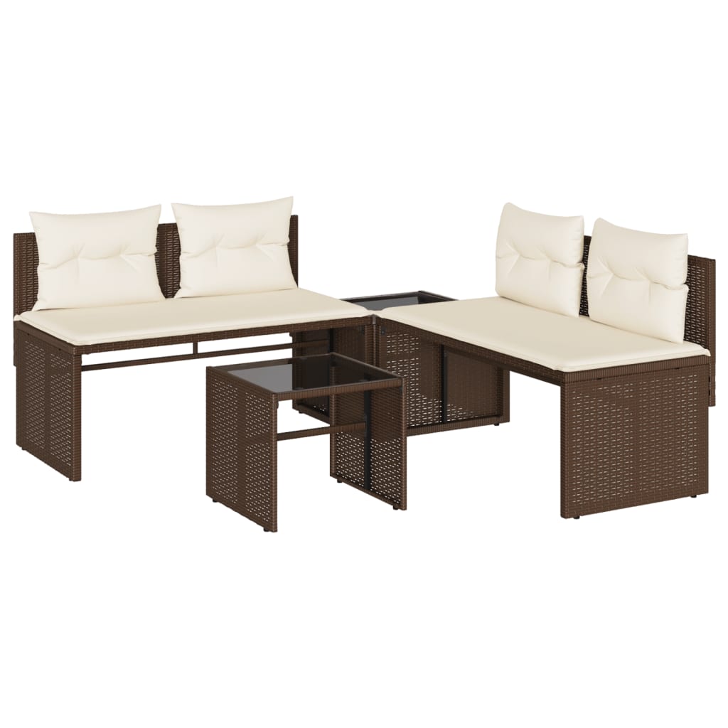 Salon de jardin 4 pcs avec coussins marron résine tressée - XIOS