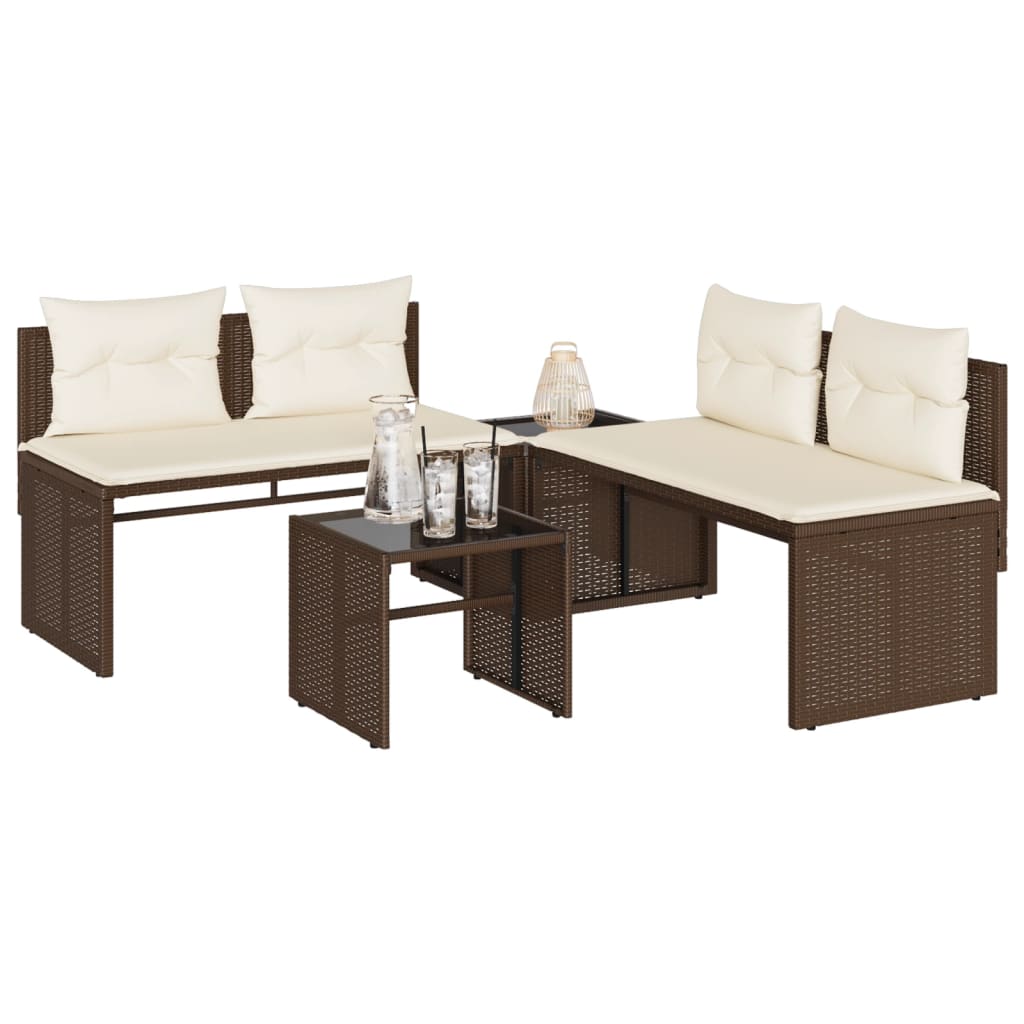 Salon de jardin 4 pcs avec coussins marron résine tressée - XIOS