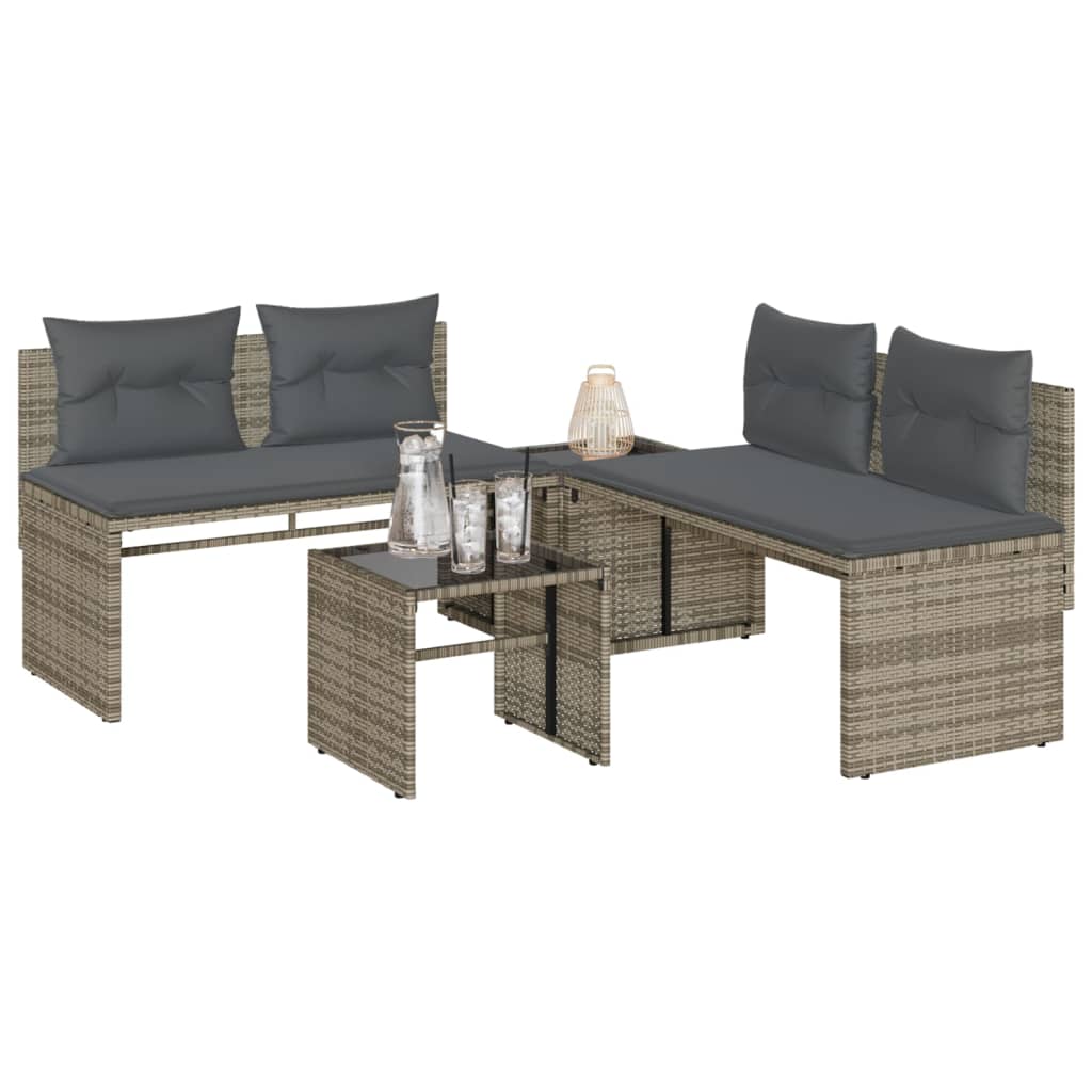 Salon de jardin 4 pcs avec coussins gris résine tressée - XIOS
