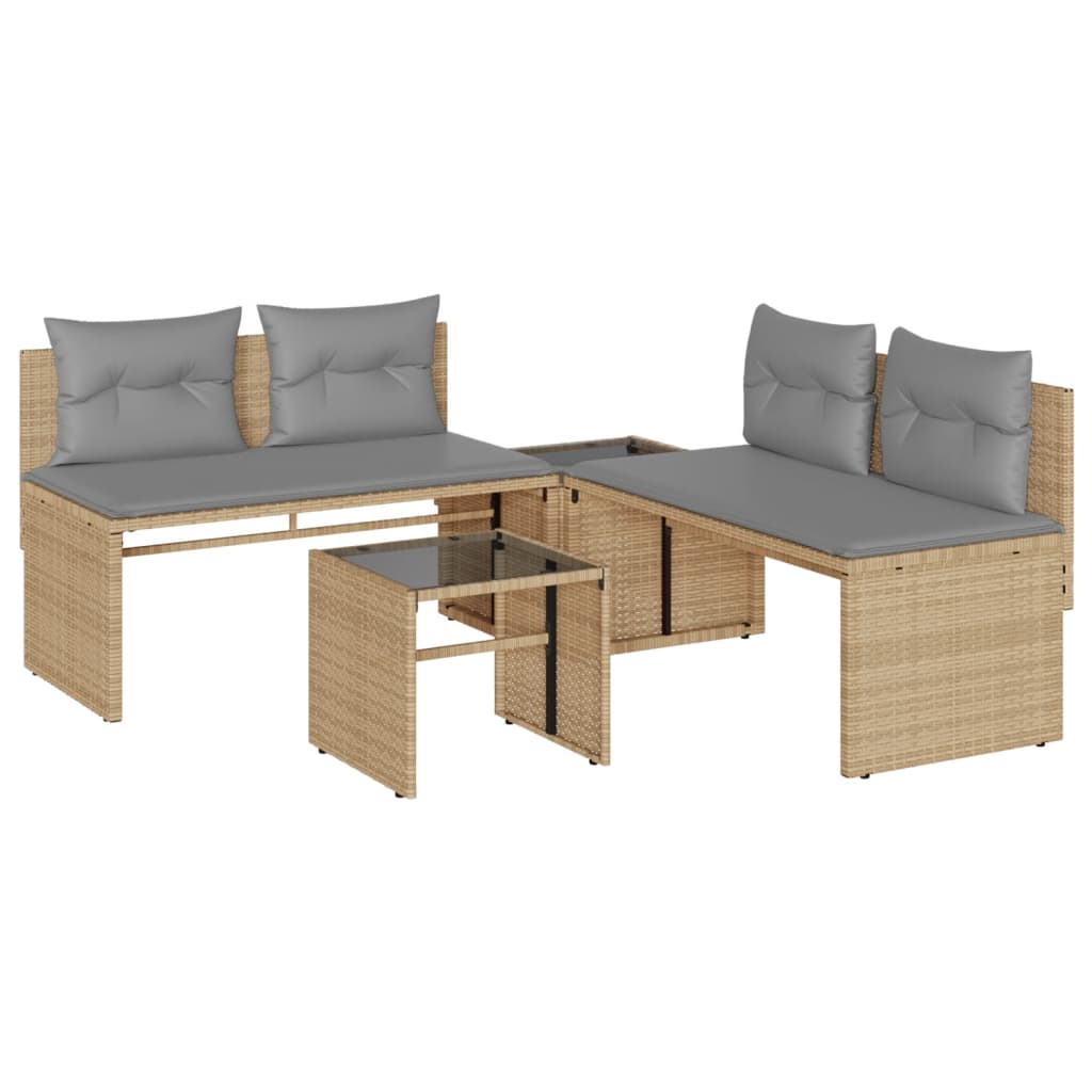 Salon de jardin avec coussins 4 pcs beige résine tressée - XIOS