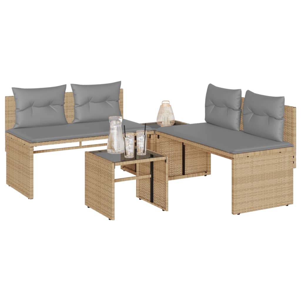 Salon de jardin avec coussins 4 pcs beige résine tressée - XIOS