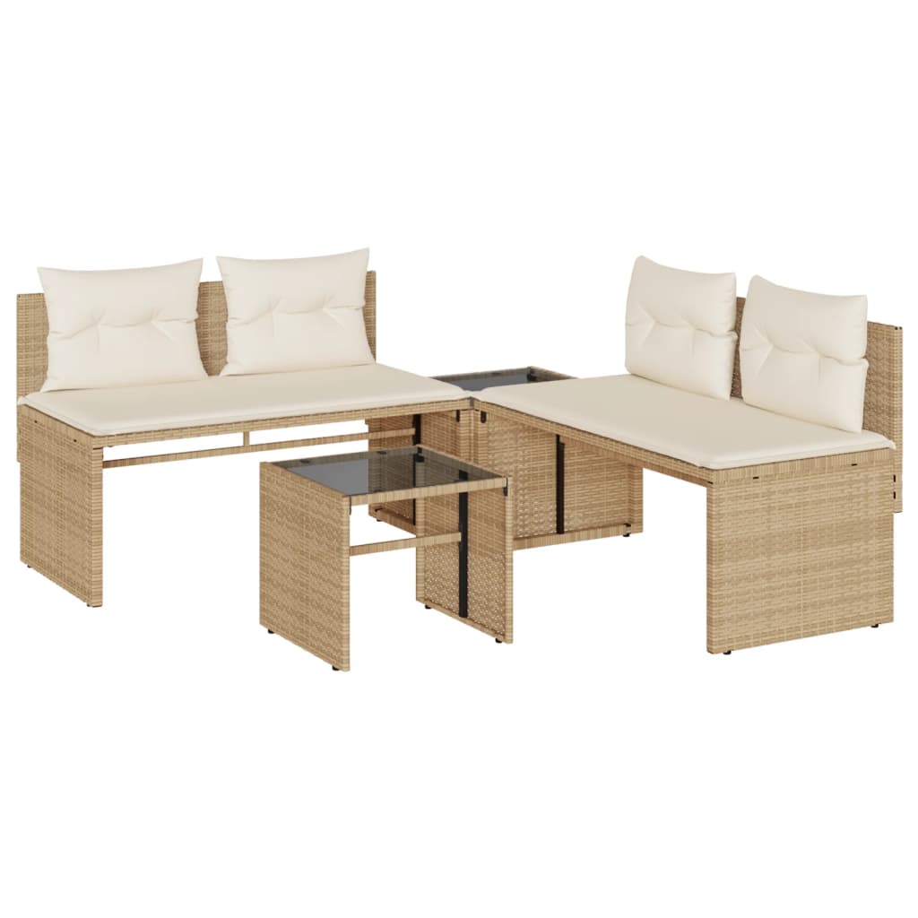 Salon de jardin avec coussins 4 pcs beige résine tressée - XIOS
