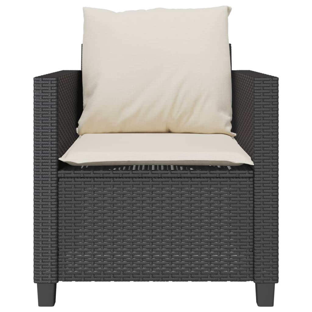 Ensemble de bistro 3 pcs avec coussins noir résine tressée - XIOS