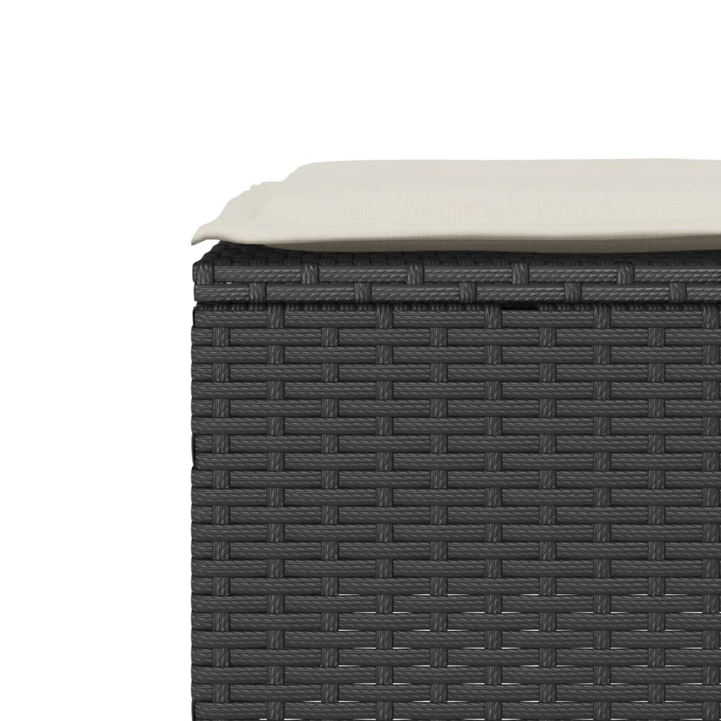 Ensemble de bistro 3 pcs avec coussins noir résine tressée - XIOS