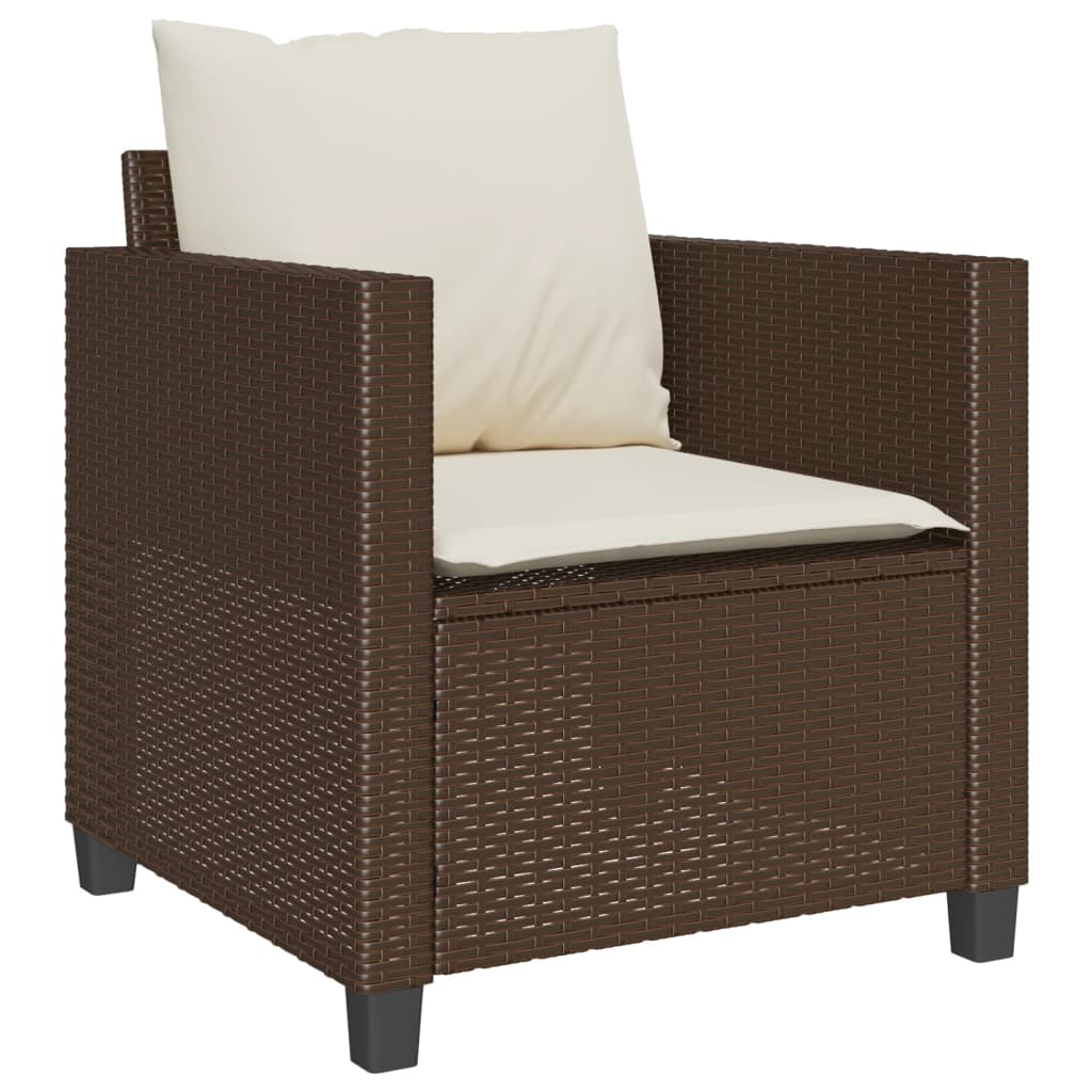 Ensemble de bistro 3 pcs avec coussins marron résine tressée - XIOS