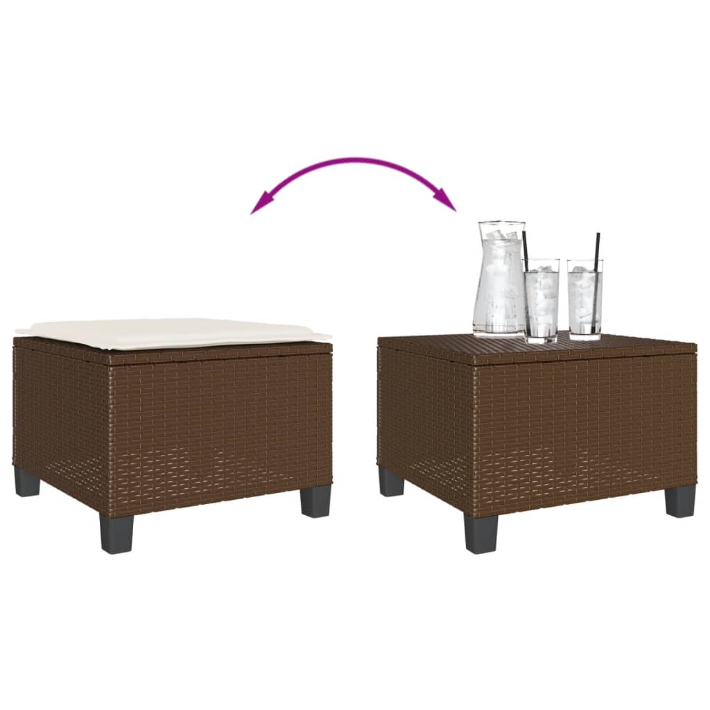 Ensemble de bistro 3 pcs avec coussins marron résine tressée - XIOS
