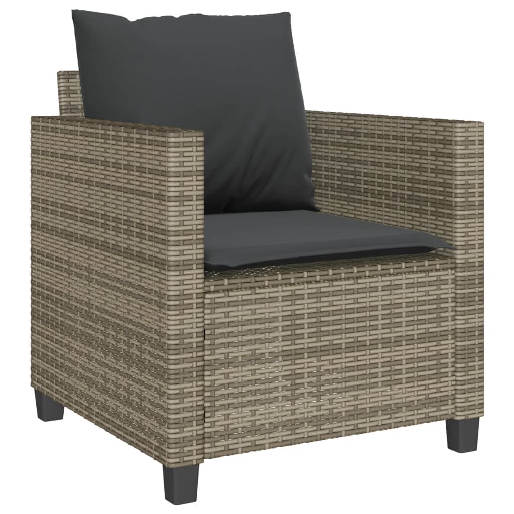 Ensemble de bistro 3 pcs avec coussins gris résine tressée - XIOS