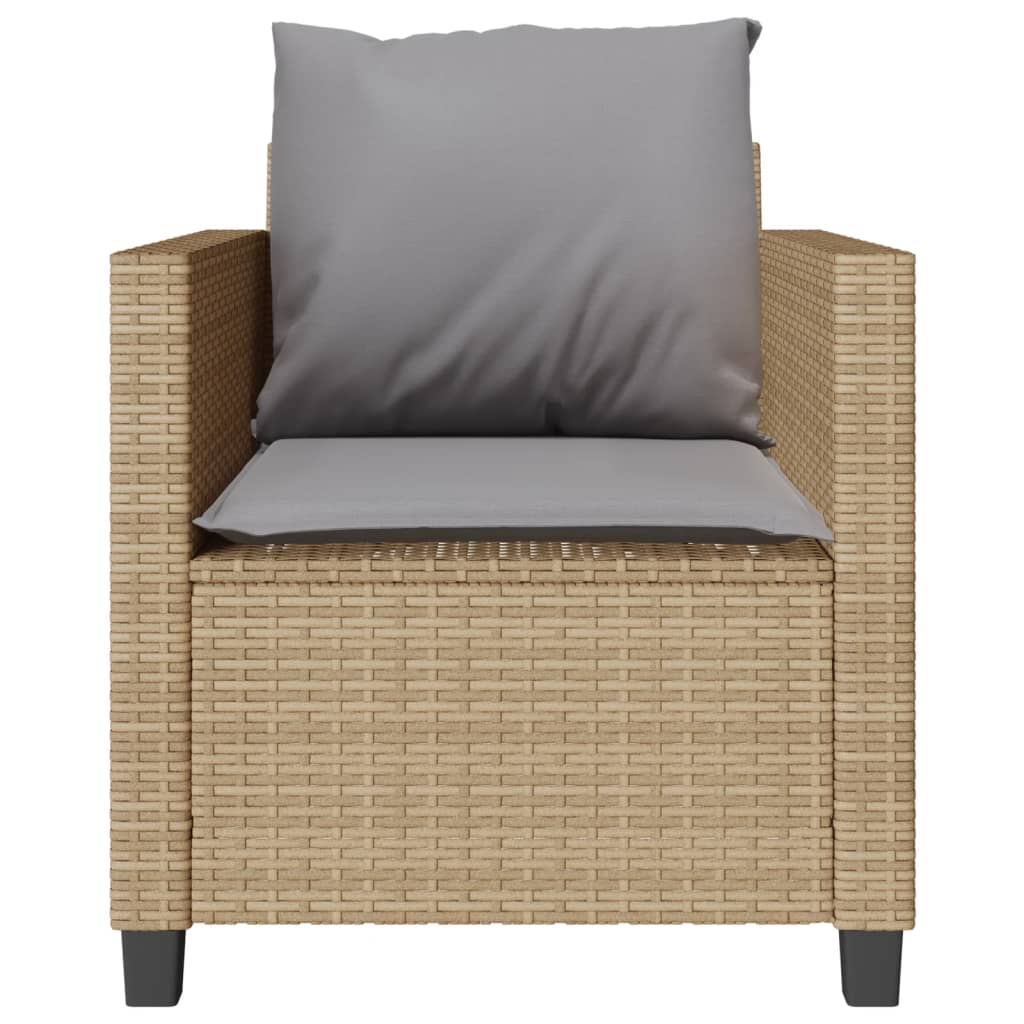 Ensemble de bistro 3 pcs avec coussins beige résine tressée - XIOS