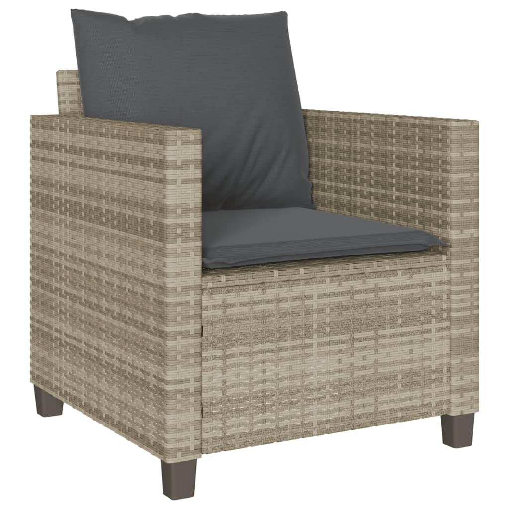 Ensemble de bistro 3 pcs et coussins gris clair résine tressée - XIOS