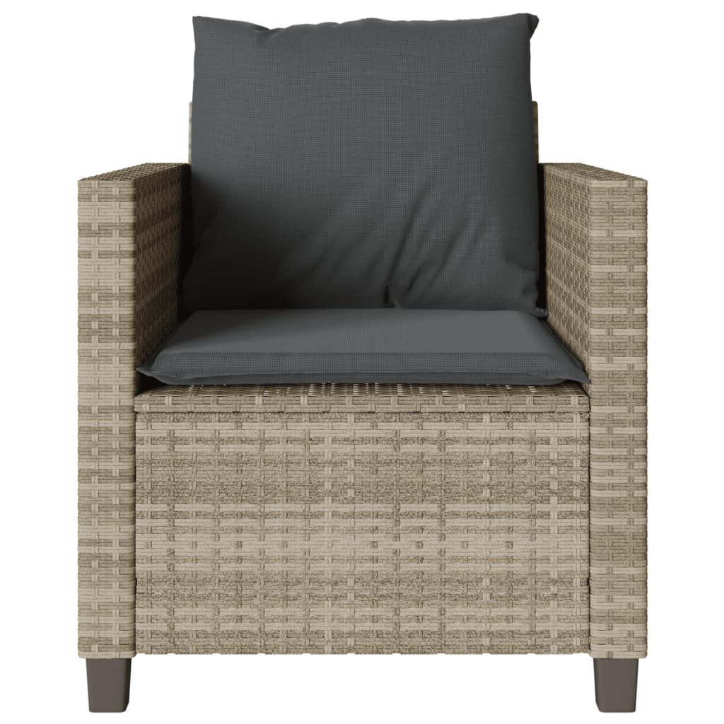 Ensemble de bistro 3 pcs et coussins gris clair résine tressée - XIOS