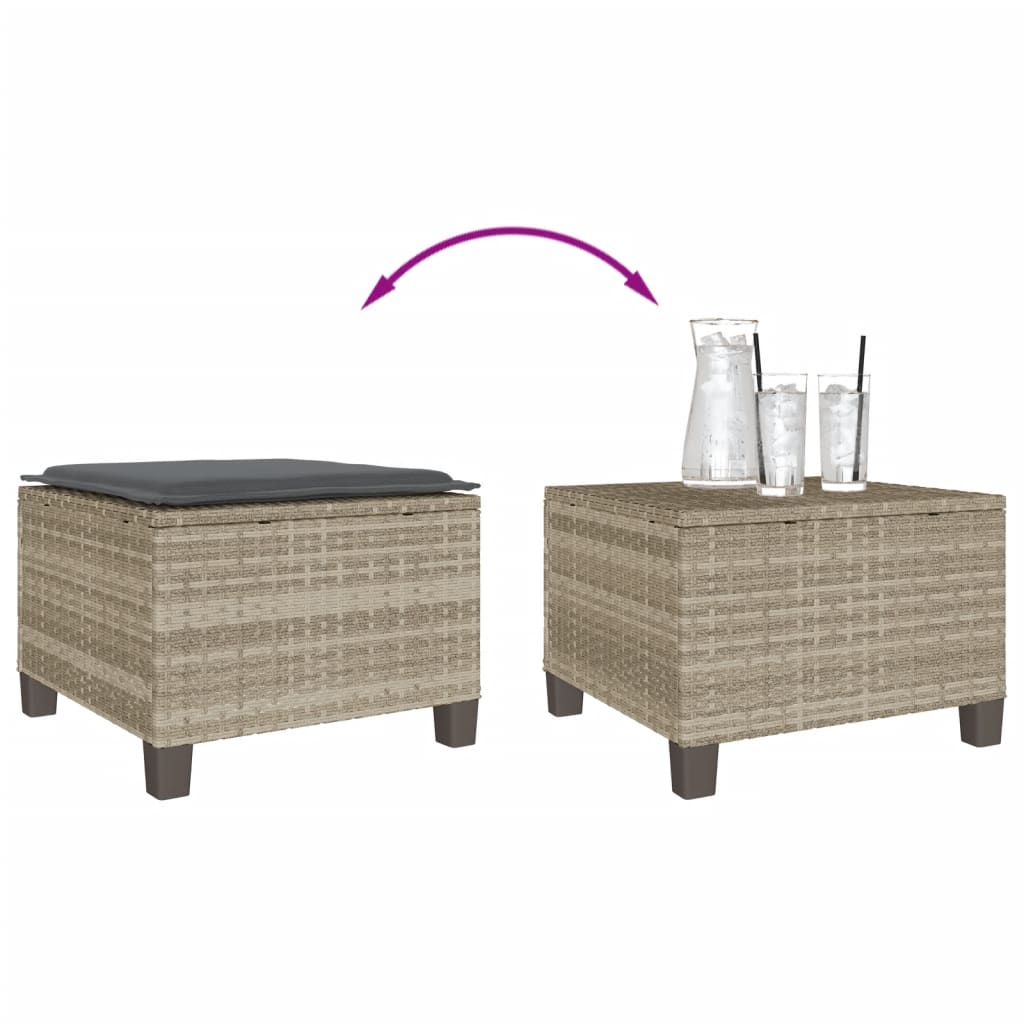 Ensemble de bistro 3 pcs et coussins gris clair résine tressée - XIOS
