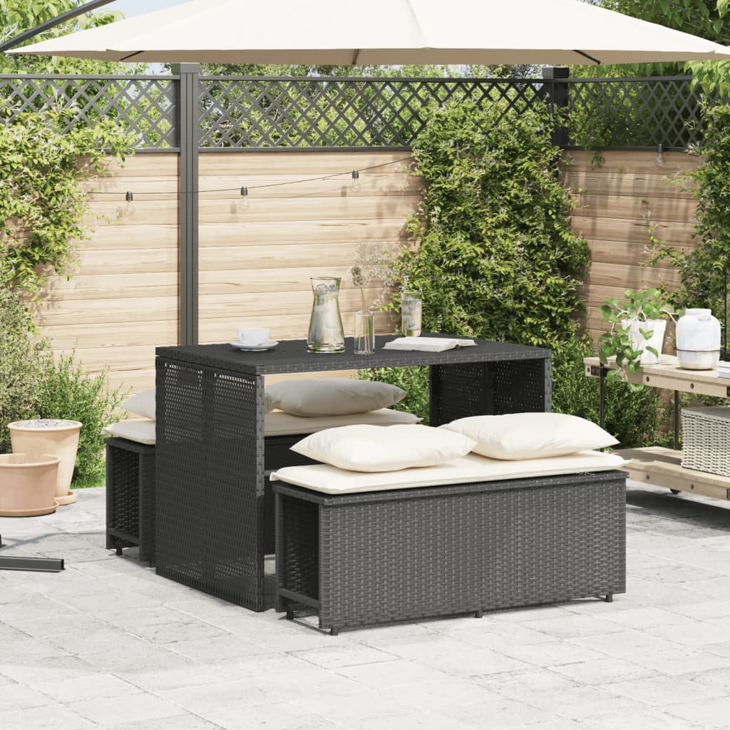 Ensemble à manger de jardin avec coussins 3 pcs Noir - XIOS