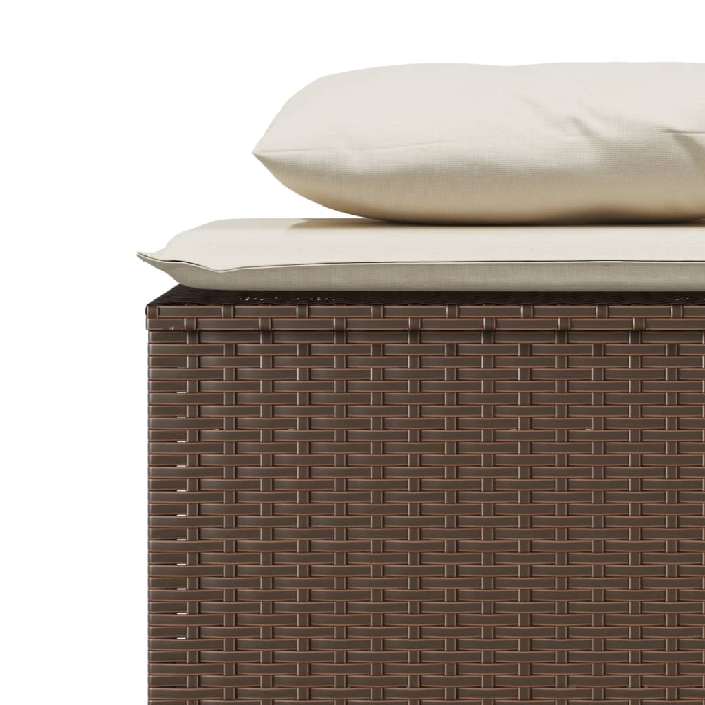 Ensemble à manger de jardin 3 pcs et coussins marron poly rotin - XIOS