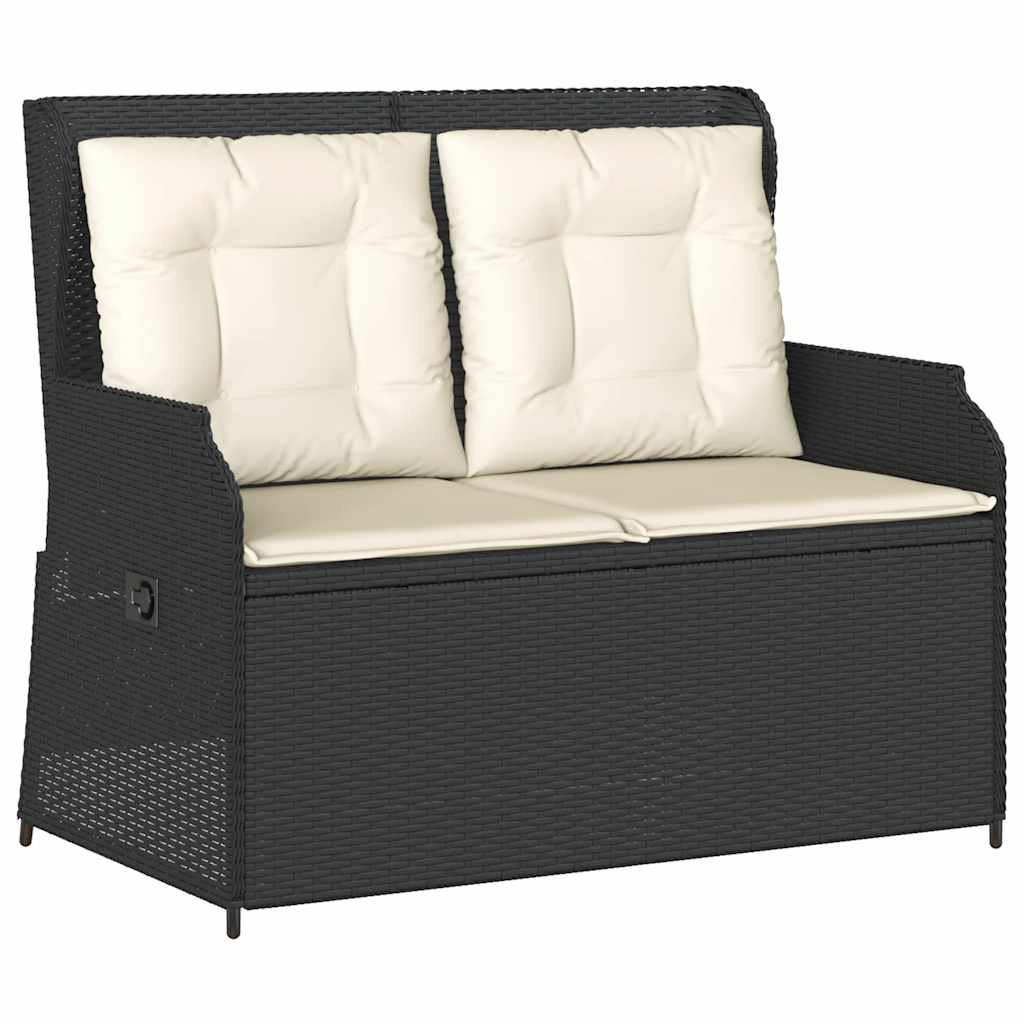 Banc inclinable de jardin avec coussins noir résine tressée Canapés de jardin vidaXL
