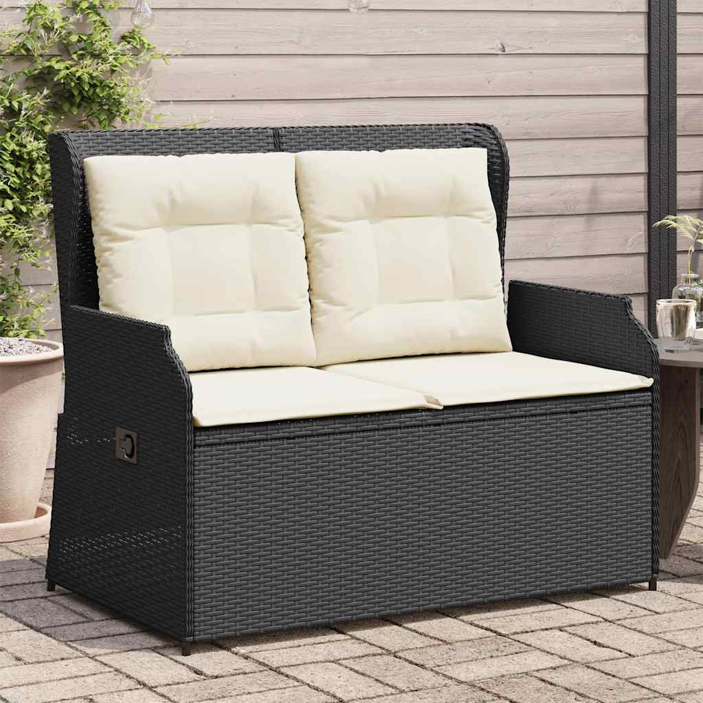 Banc inclinable de jardin avec coussins noir résine tressée Canapés de jardin vidaXL