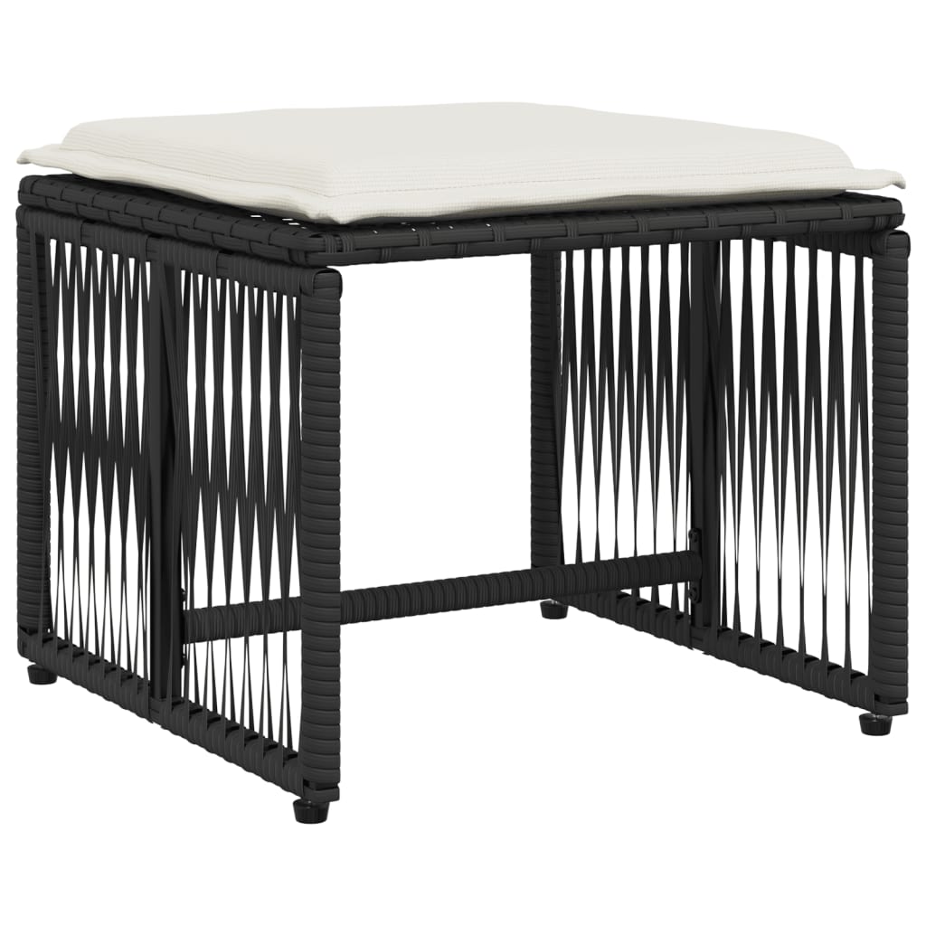 Ensemble à manger de jardin coussins 7 pcs noir résine tressée - XIOS