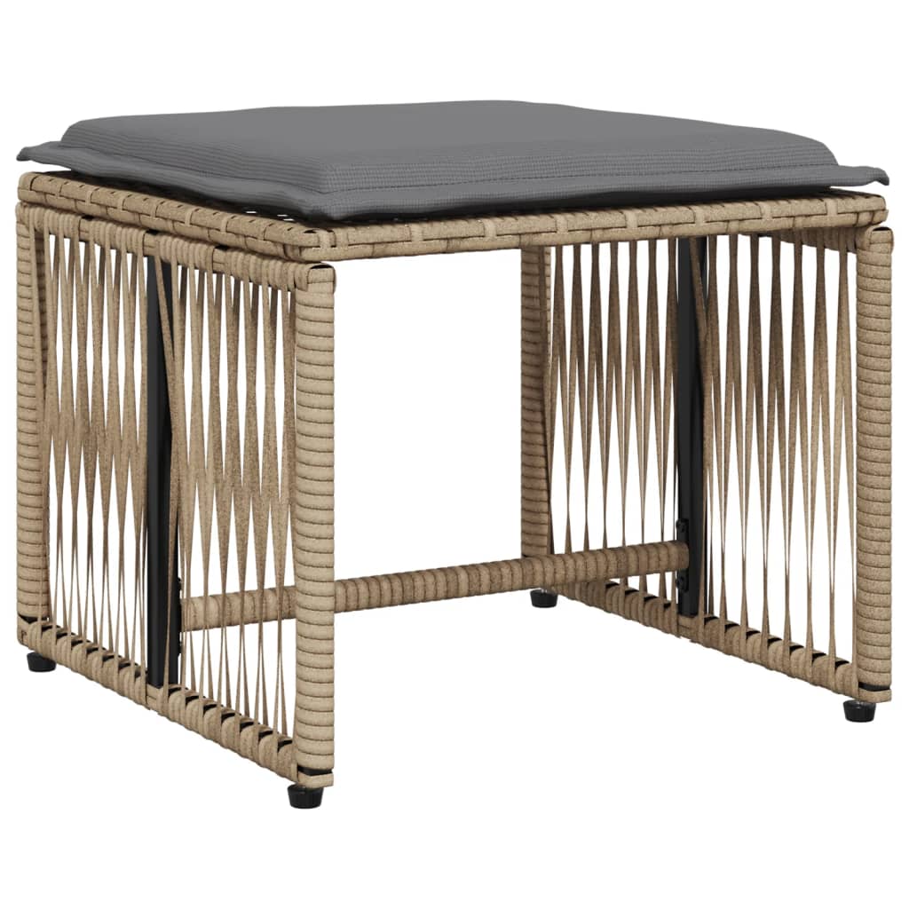 Ensemble à manger de jardin et coussins 7 pcs beige poly rotin - XIOS