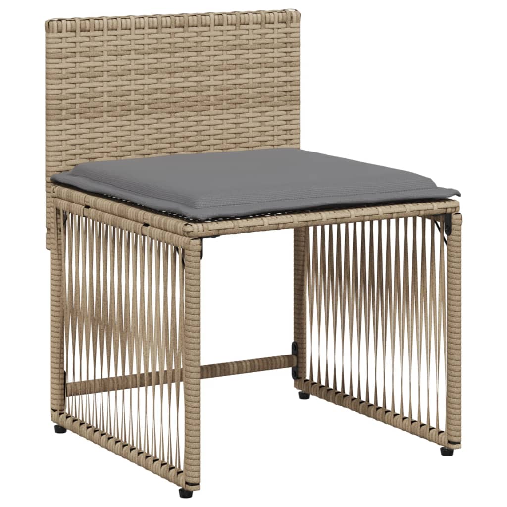 Ensemble à manger de jardin et coussins 7 pcs beige poly rotin - XIOS