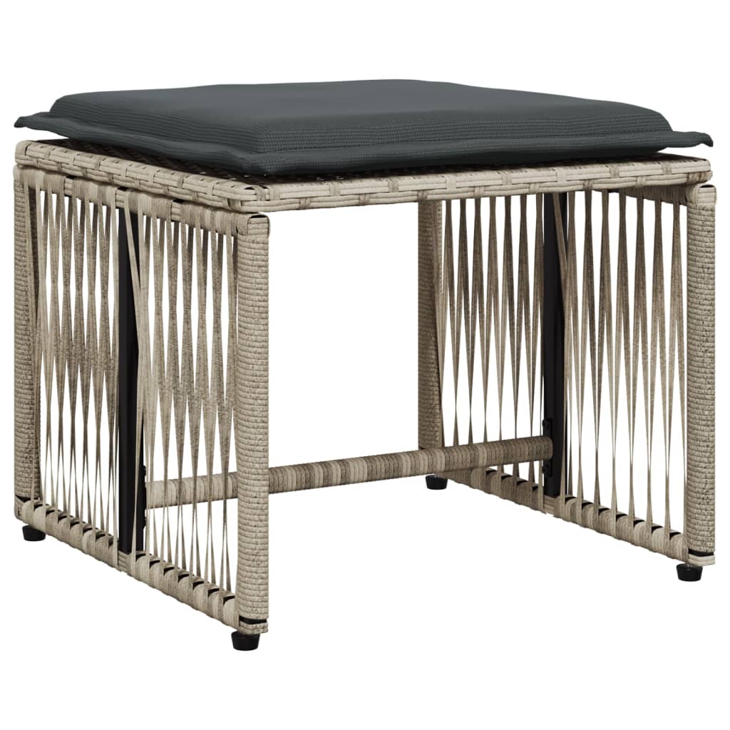 Ensemble à manger de jardin et coussins 7 pcs gris clair rotin - XIOS